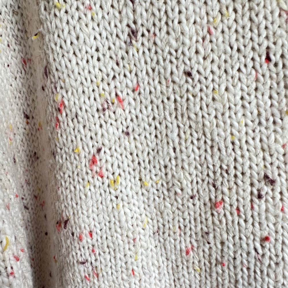 Old Navy Sweater Women 2X Cream Confetti Speckled V-Neck Oversized Tunic Knit‎ - Picture 8 of 9